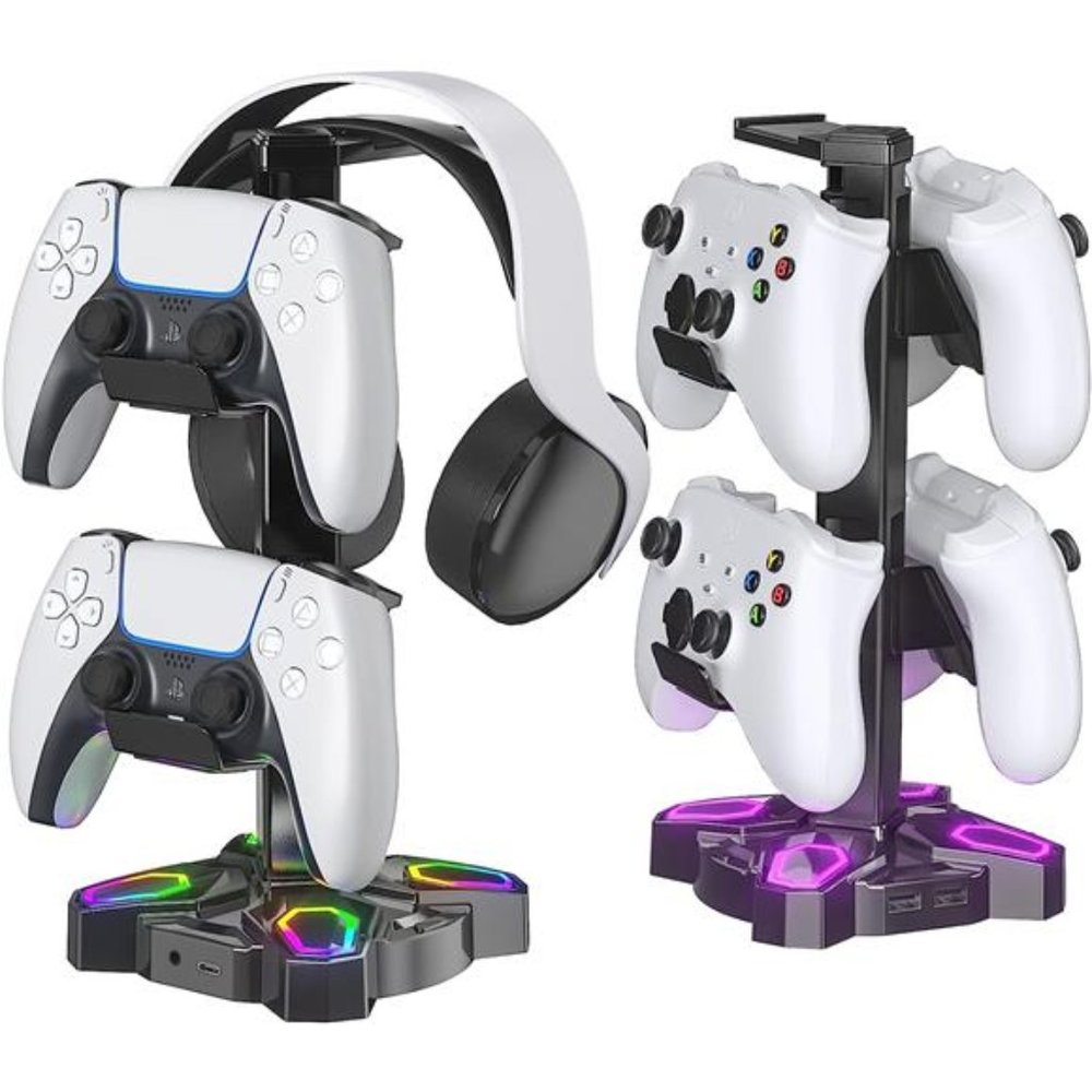 Gaming RGB Headphones Stand, Rotatable Headset Stand with 9 Light Modes